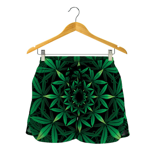 Cannabis Leaf Mandala Print Women's Shorts
