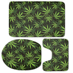 Cannabis Leaves Pattern Print 3 Piece Bath Mat Set
