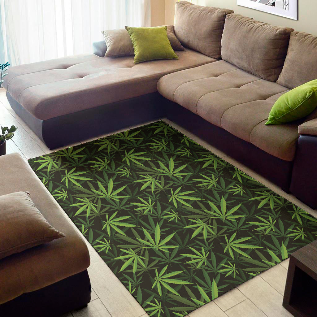 Cannabis Leaves Pattern Print Area Rug