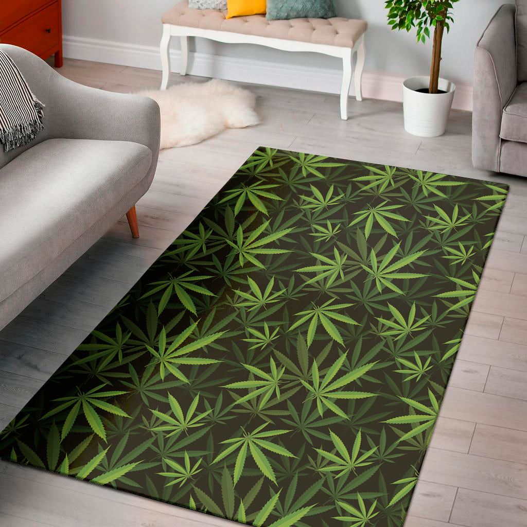 Cannabis Leaves Pattern Print Area Rug