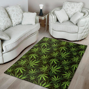 Cannabis Leaves Pattern Print Area Rug