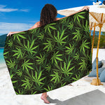 Cannabis Leaves Pattern Print Beach Sarong Wrap