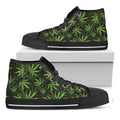Cannabis Leaves Pattern Print Black High Top Sneakers