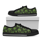 Cannabis Leaves Pattern Print Black Low Top Shoes