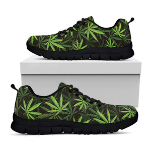 Cannabis Leaves Pattern Print Black Sneakers