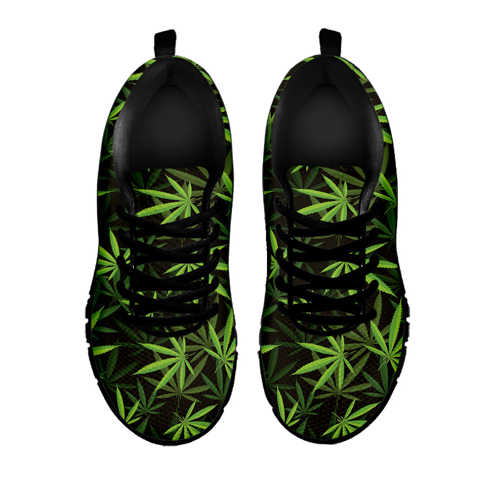 Cannabis Leaves Pattern Print Black Sneakers