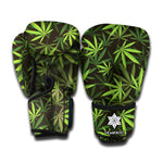 Cannabis Leaves Pattern Print Boxing Gloves