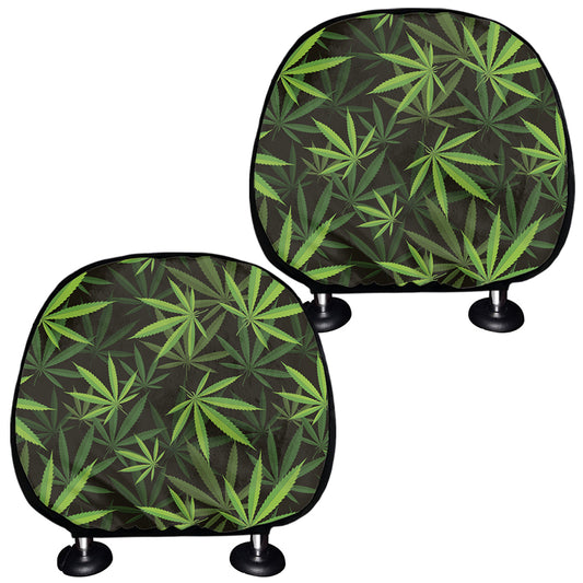 Cannabis Leaves Pattern Print Car Headrest Covers