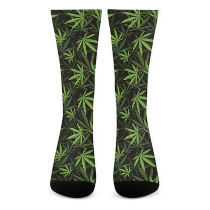Cannabis Leaves Pattern Print Crew Socks