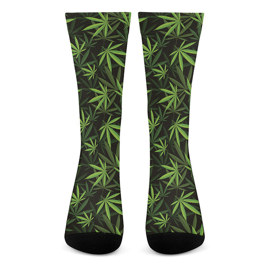 Cannabis Leaves Pattern Print Crew Socks