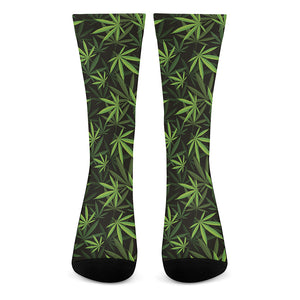 Cannabis Leaves Pattern Print Crew Socks