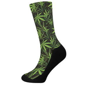 Cannabis Leaves Pattern Print Crew Socks