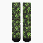 Cannabis Leaves Pattern Print Crew Socks