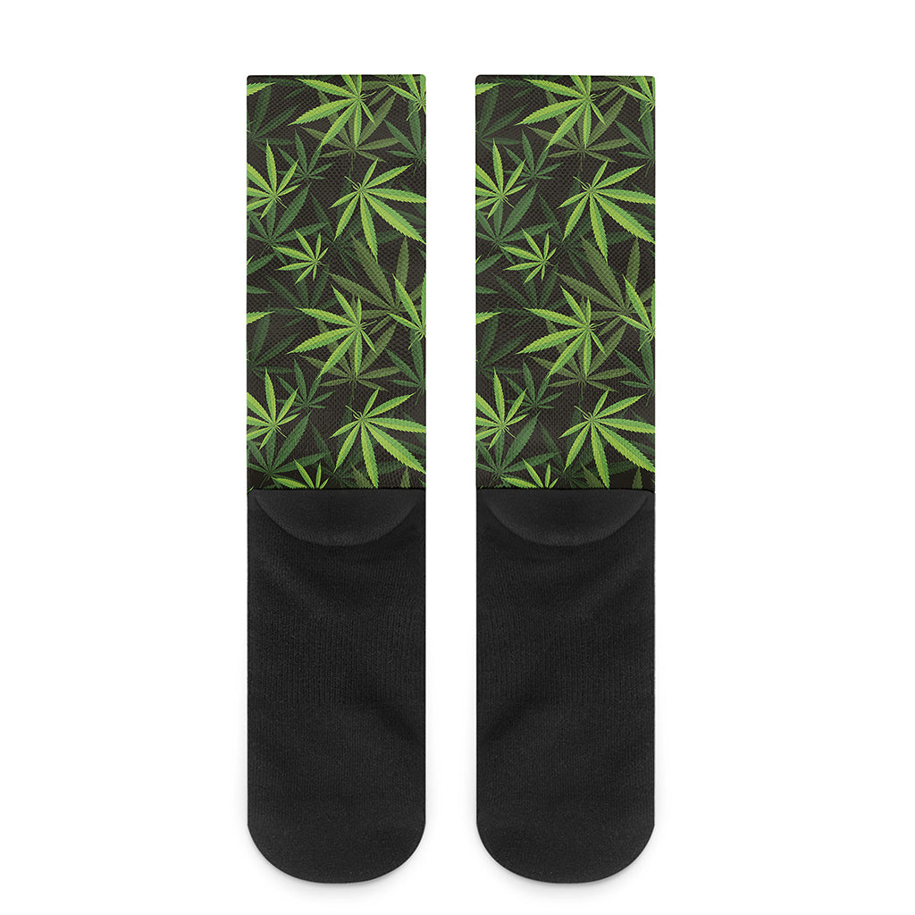 Cannabis Leaves Pattern Print Crew Socks