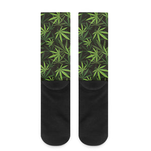 Cannabis Leaves Pattern Print Crew Socks