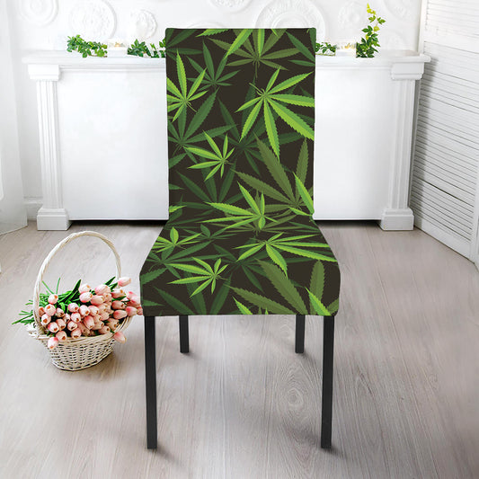 Cannabis Leaves Pattern Print Dining Chair Slipcover