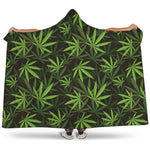 Cannabis Leaves Pattern Print Hooded Blanket