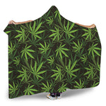 Cannabis Leaves Pattern Print Hooded Blanket