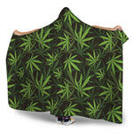 Cannabis Leaves Pattern Print Hooded Blanket