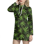 Cannabis Leaves Pattern Print Hoodie Dress