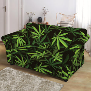 Cannabis Leaves Pattern Print Loveseat Slipcover