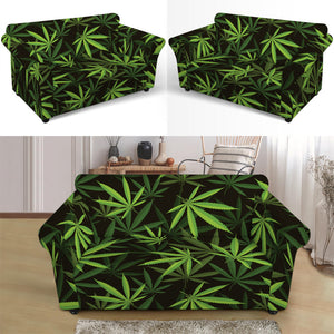 Cannabis Leaves Pattern Print Loveseat Slipcover