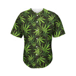 Cannabis Leaves Pattern Print Men's Baseball Jersey