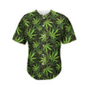 Cannabis Leaves Pattern Print Men's Baseball Jersey