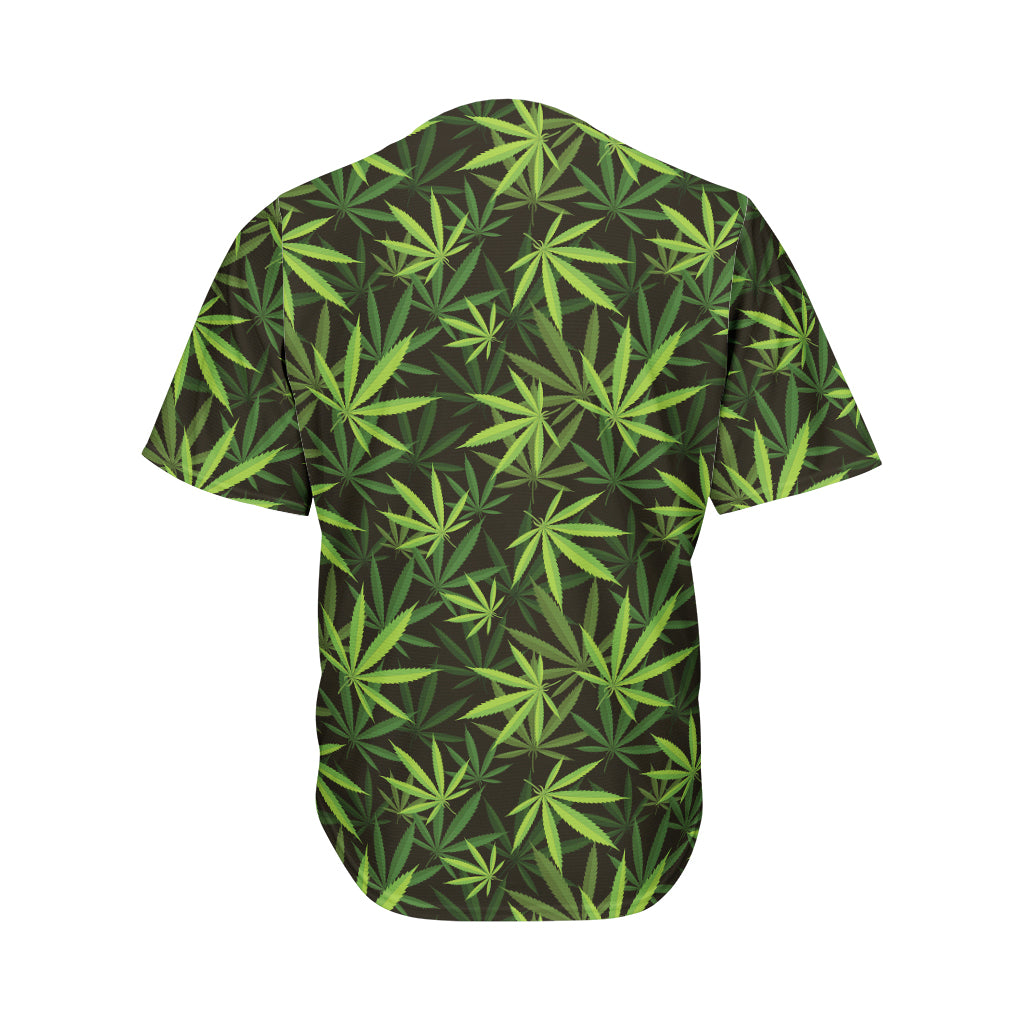 Cannabis Leaves Pattern Print Men's Baseball Jersey