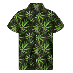 Cannabis Leaves Pattern Print Men's Short Sleeve Shirt