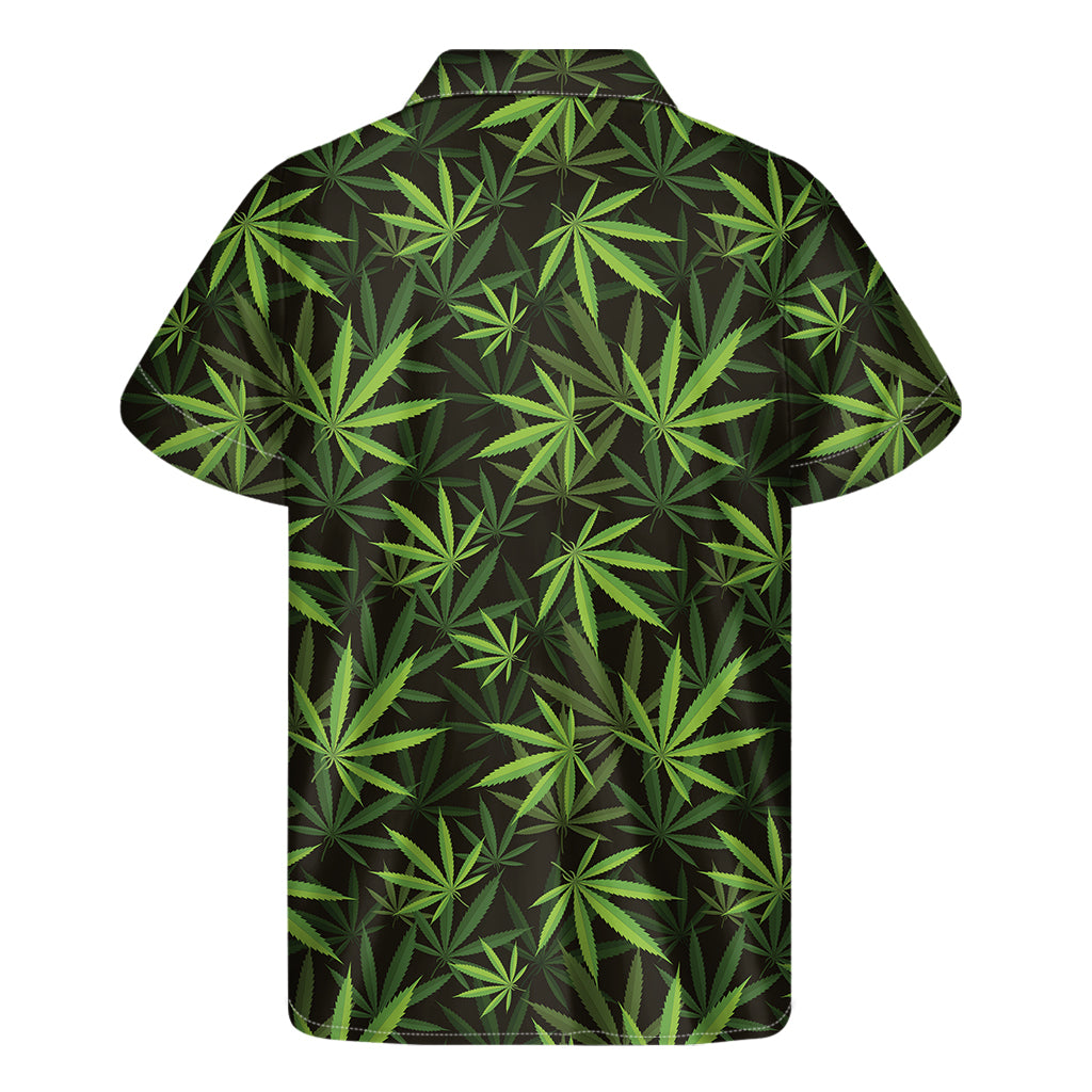 Cannabis Leaves Pattern Print Men's Short Sleeve Shirt