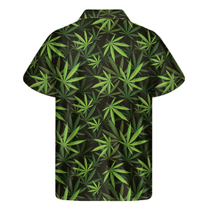 Cannabis Leaves Pattern Print Men's Short Sleeve Shirt