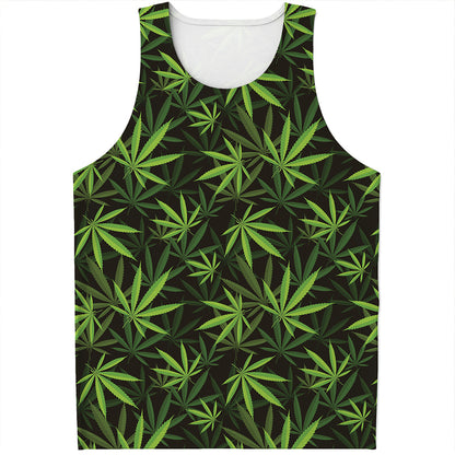 Cannabis Leaves Pattern Print Men's Tank Top