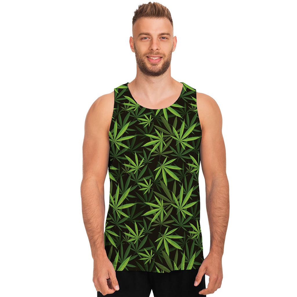 Cannabis Leaves Pattern Print Men's Tank Top