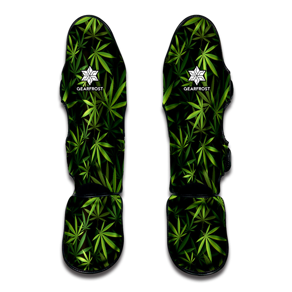 Cannabis Leaves Pattern Print Muay Thai Shin Guard