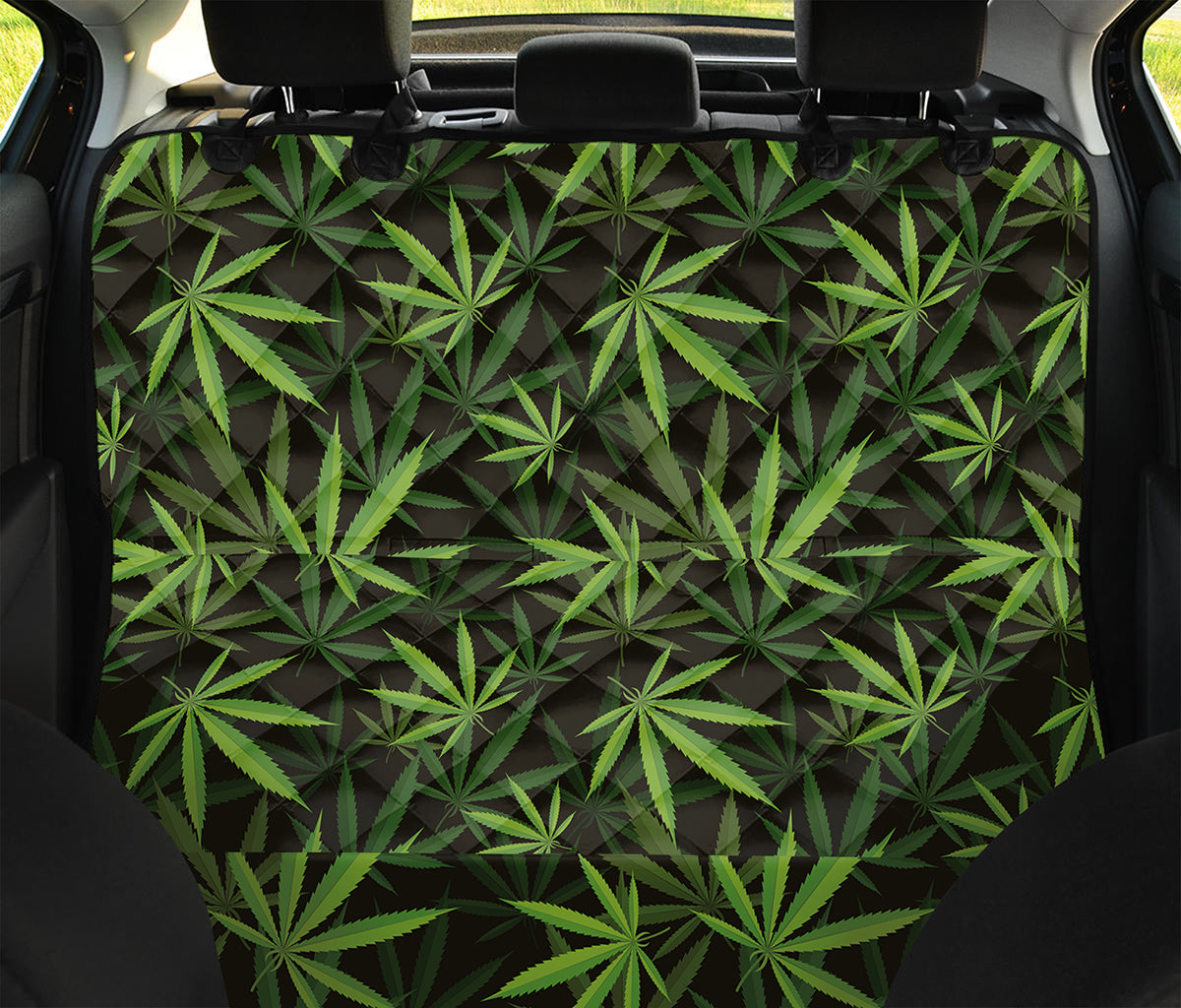 Cannabis Leaves Pattern Print Pet Car Back Seat Cover