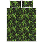 Cannabis Leaves Pattern Print Quilt Bed Set