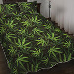 Cannabis Leaves Pattern Print Quilt Bed Set