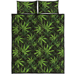 Cannabis Leaves Pattern Print Quilt Bed Set