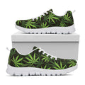 Cannabis Leaves Pattern Print White Running Shoes