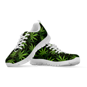 Cannabis Leaves Pattern Print White Sneakers