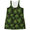Cannabis Leaves Pattern Print Women's Racerback Tank Top