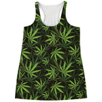Cannabis Leaves Pattern Print Women's Racerback Tank Top