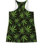Cannabis Leaves Pattern Print Women's Racerback Tank Top