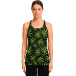Cannabis Leaves Pattern Print Women's Racerback Tank Top