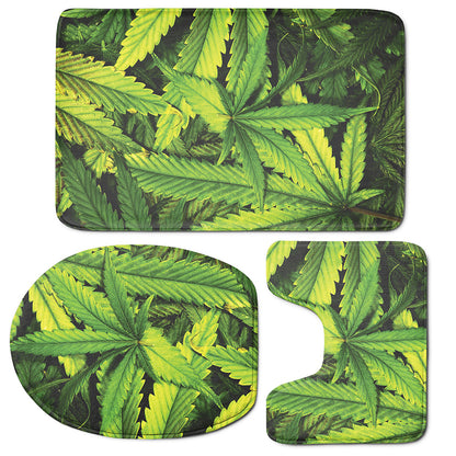 Cannabis Print 3 Piece Bath Mat Set