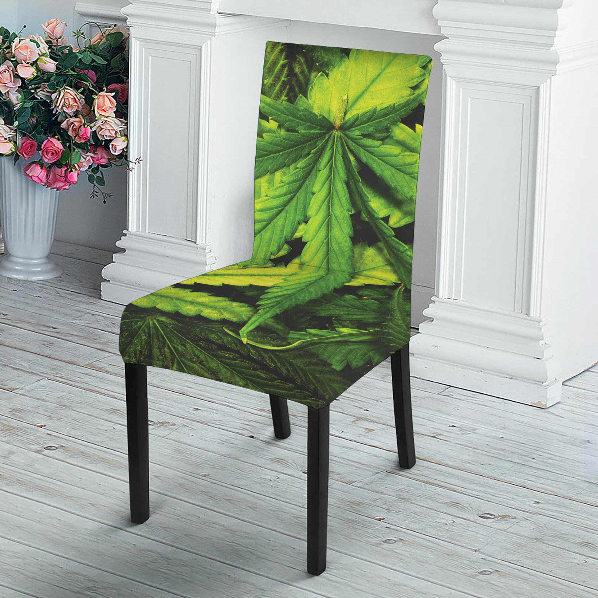 Cannabis Print Dining Chair Slipcover