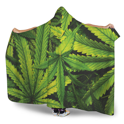 Cannabis Print Hooded Blanket