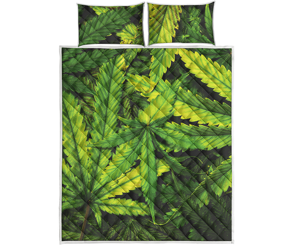 Cannabis Print Quilt Bed Set
