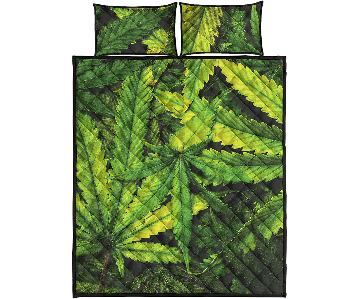 Cannabis Print Quilt Bed Set